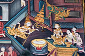 Bangkok Wat Pho, mural paintings of the vhian of the Reclining Buddha. 